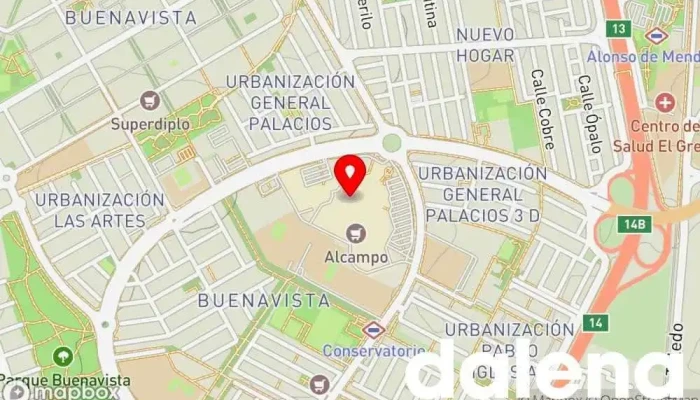 mapa de Alcampo Supermercado, Tienda de artículos para bebés, Panadería, Carnicería, Tienda de cosméticos, Pescadería, Mercado de alimentos frescos, Frutería, Tienda de artículos para el hogar, Tienda de productos para mascotas en Getafe