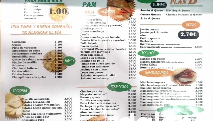 Bar El Provenzal Pasteleria Cafeteria Carta - Salamanca
