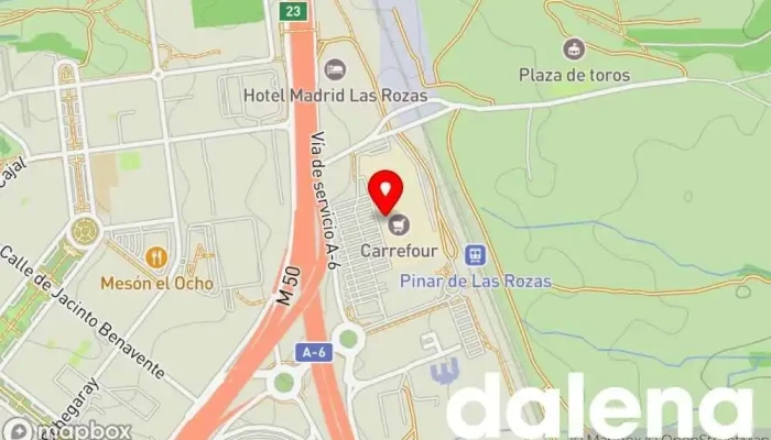 mapa de Centro Comercial Carrefour El Pinar Centro comercial, Tienda de ropa, Restaurante de comida rápida, Hipermercado, Óptica, Farmacia, Proveedor de servicios de telecomunicaciones, Agencia de viajes en Las Rozas de Madrid