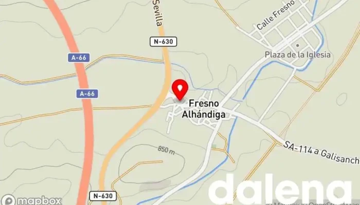 mapa de GANADEROS SALMANTINOS DE PORCINO IBERICO S.COOP. Fábrica, Mayorista de carnes en Fresno Alhándiga