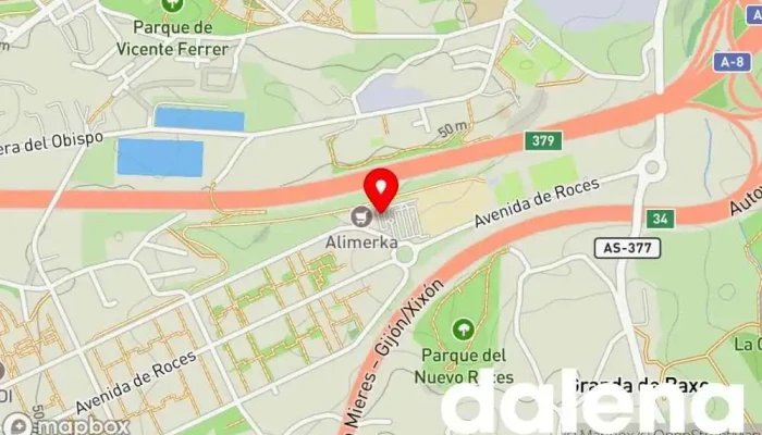 mapa de Supermercados Alimerka Supermercado, Panadería, Carnicería, Pescadería, Frutería, Tienda de alimentos orgánicos en Gijón