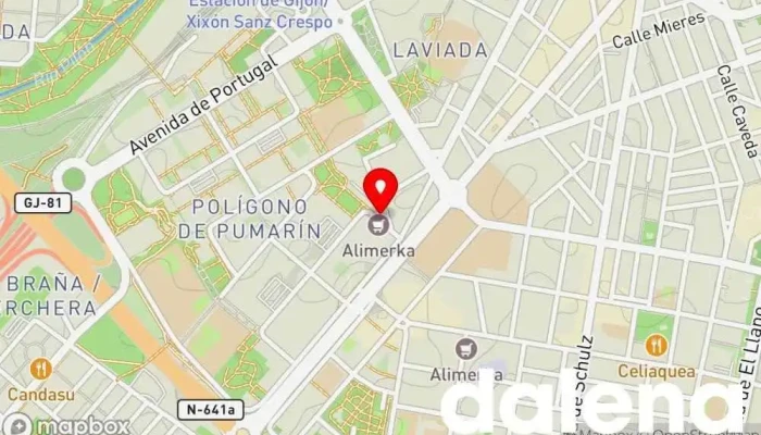 mapa de Supermercados Alimerka Supermercado, Panadería, Carnicería, Pescadería, Frutería, Tienda de alimentos orgánicos en Gijón