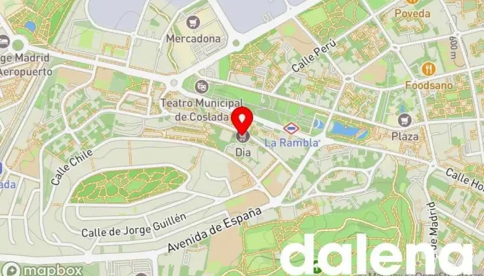 mapa de Supermercados Dia Supermercado, Panadería, Carnicería, Tienda de alimentación, Tienda de congelados, Servicio de entrega de compra a distancia, Tienda de productos para mascotas, Mercado de productos agrícolas en Coslada