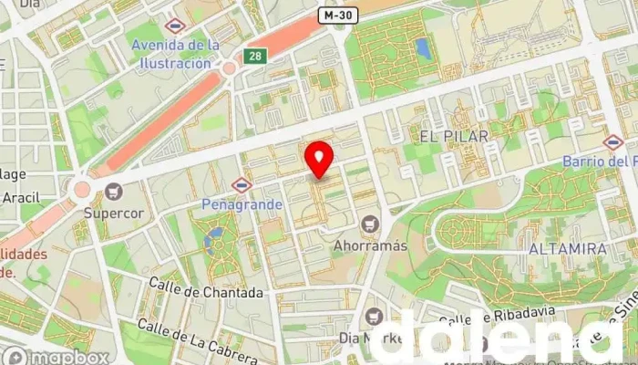 mapa de Supermercados Dia Supermercado, Panadería, Carnicería, Tienda de alimentación, Tienda de congelados, Servicio de entrega de compra a distancia, Tienda de productos para mascotas, Mercado de productos agrícolas en Madrid