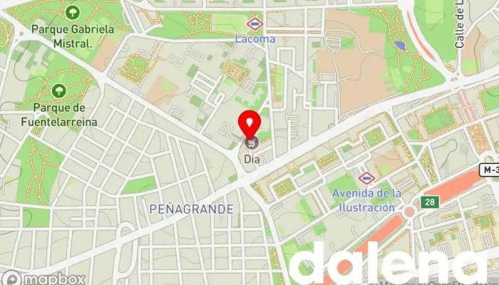 mapa de Supermercados Dia Supermercado, Panadería, Carnicería, Tienda de alimentación, Tienda de congelados, Servicio de entrega de compra a distancia, Tienda de productos para mascotas, Mercado de productos agrícolas en Madrid