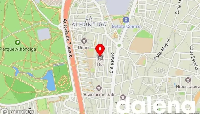 mapa de Supermercados Dia Supermercado, Panadería, Carnicería, Tienda de alimentación, Tienda de congelados, Servicio de entrega de compra a distancia, Tienda de productos para mascotas, Mercado de productos agrícolas en Getafe