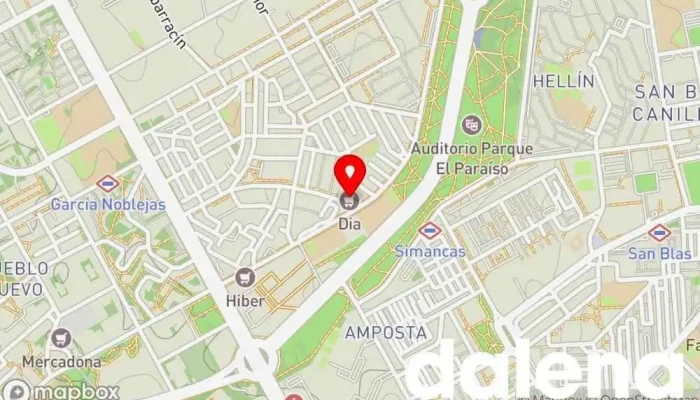 mapa de Supermercados Dia Supermercado, Panadería, Carnicería, Tienda de alimentación, Tienda de congelados, Servicio de entrega de compra a distancia, Tienda de productos para mascotas, Mercado de productos agrícolas en Madrid
